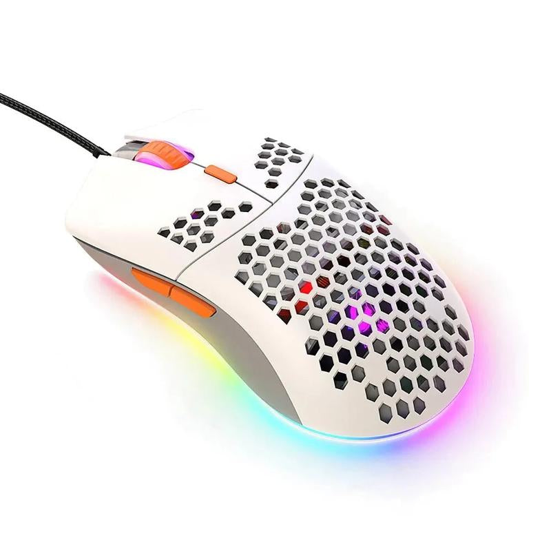 Gaming mouse with RGB lighting on a white background
