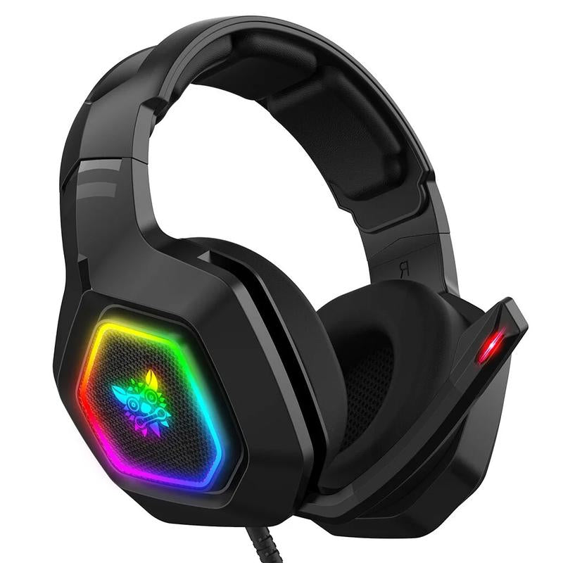 Gaming headset with RGB lighting on a white background