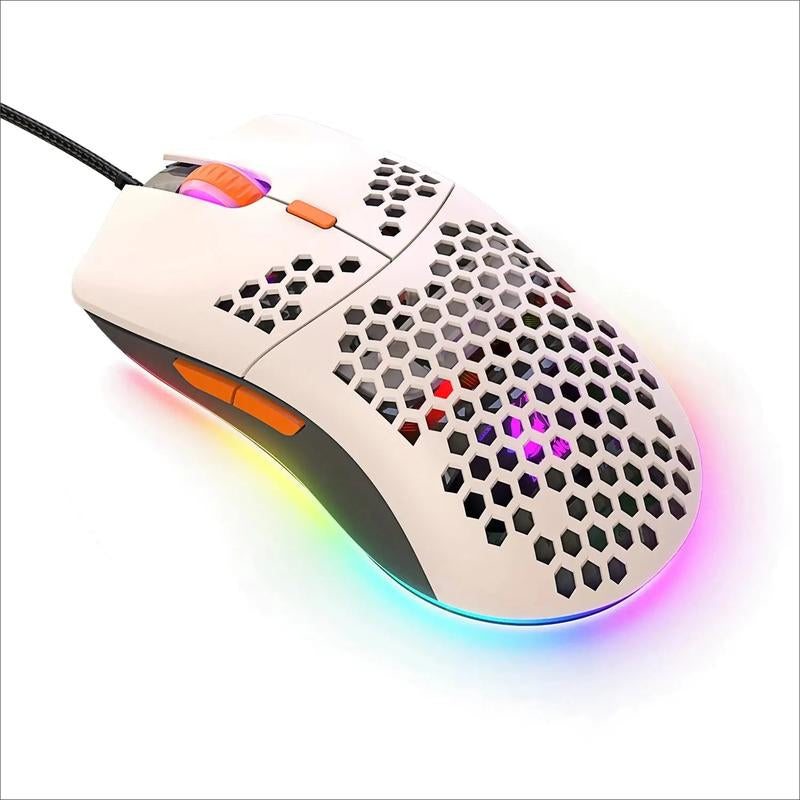 Gaming mouse with RGB lighting on a white background