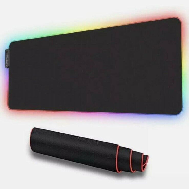 LUXCOMS Large RGB Soft Gaming Mouse Pad with LED Lighting - Extended Keyboard Mat, 31.5 x 11.8 Inches