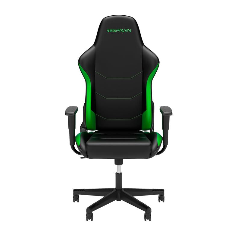 Black and green gaming chair with 'Respawn' branding on a white background