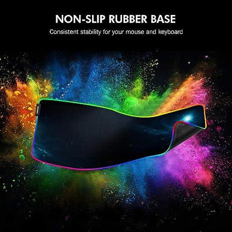 Colorful mouse pad with non-slip rubber base on a dark background