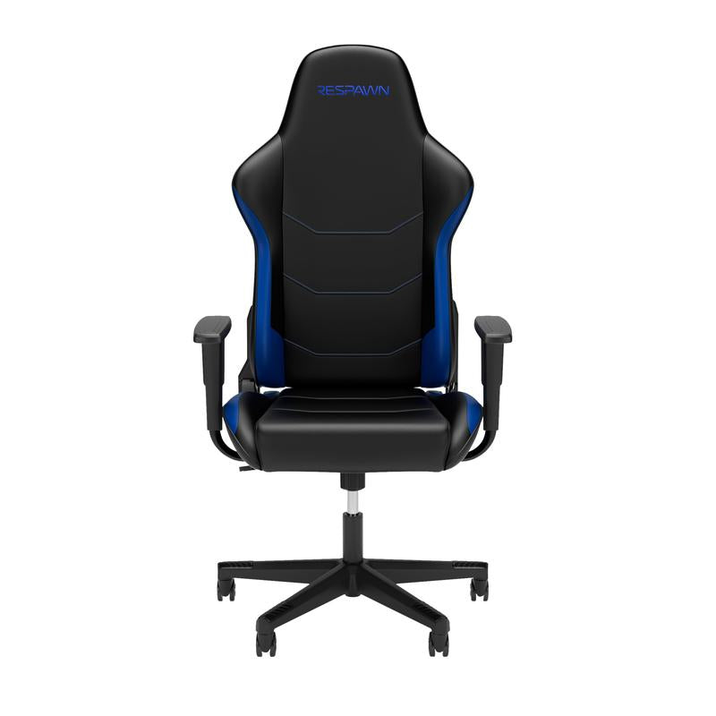 Black and blue gaming chair with 'DEATHSTUN' branding on a white background